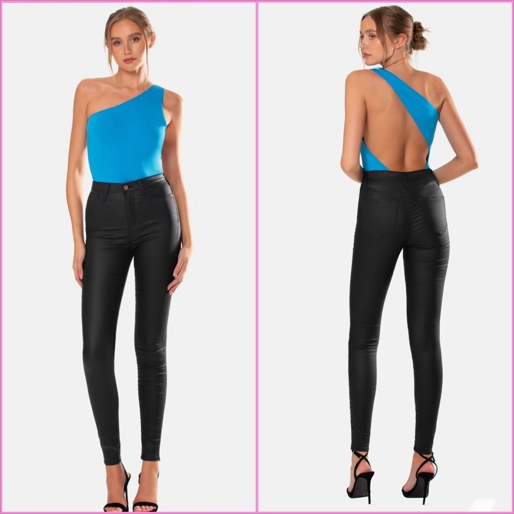 NWT OW Collection Ezra AsymmetricalBodysuit Back‎ Cut Out Blue Sz XS  $110